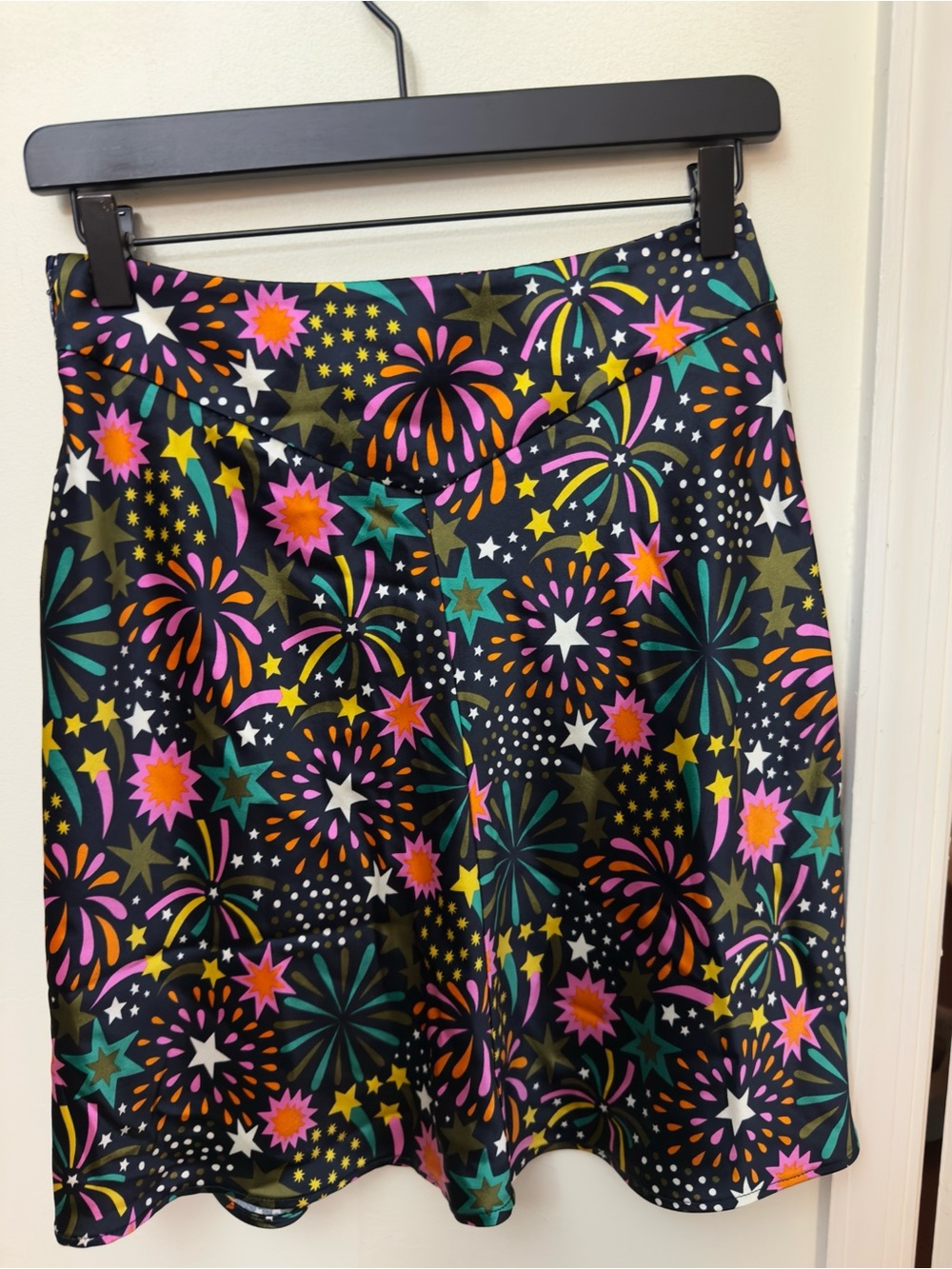 Biden Fireworks Bloom Satin Bias Cut Mini Skirt | Size 4
